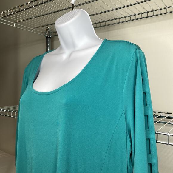 Susan Graver Women’s Liquid Knit Turquoise Dress Size 1X Stretchy Lagenlook - Picture 8 of 12